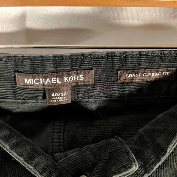 Michael Kors Corduroy Grant Classic Fit Pants Black 40x32 Cotton Men's Graphite - Picture 9 of 13